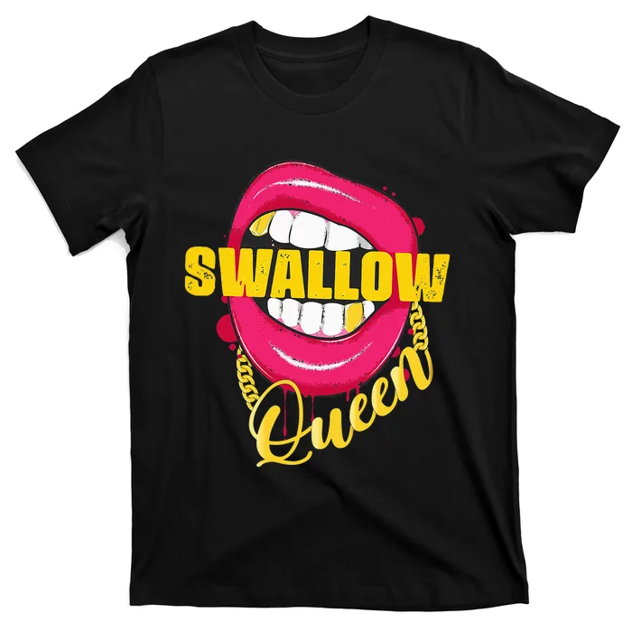 Swallow Queen Lips Golden Necklace Naughty Queen T-Shirt