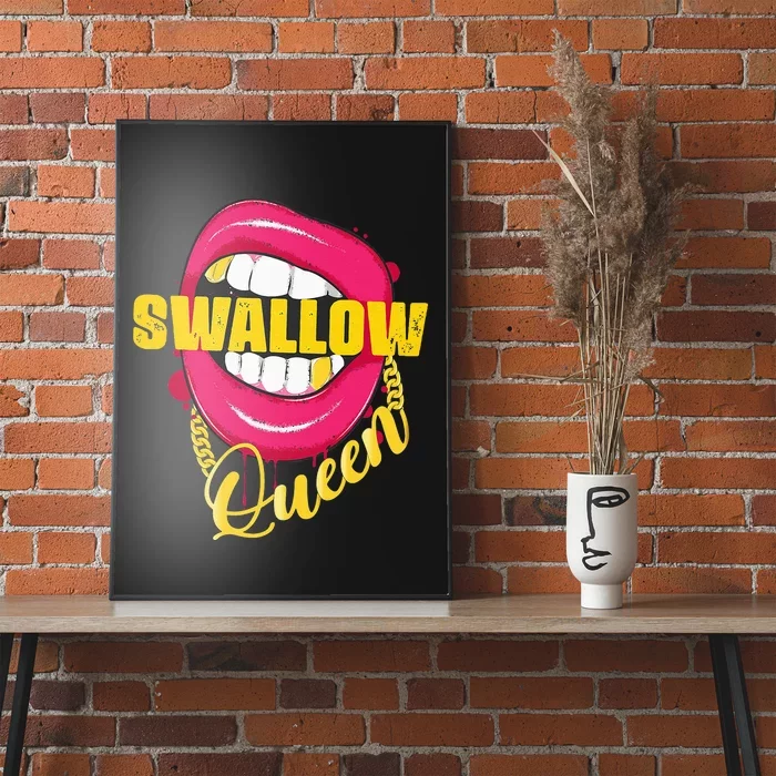 Swallow Queen Lips Golden Necklace Naughty Queen Poster