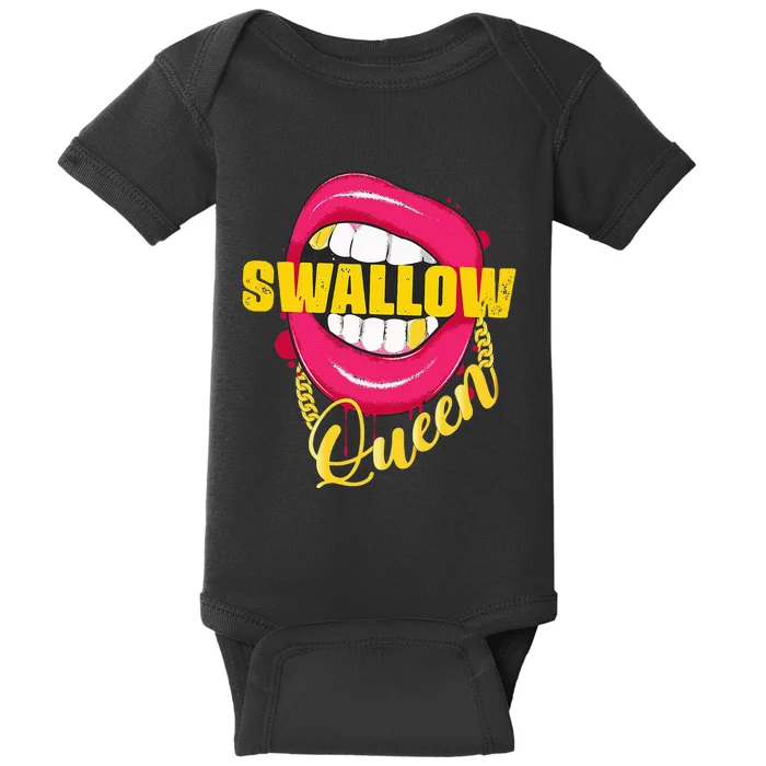 Swallow Queen Lips Golden Necklace Naughty Queen Baby Bodysuit