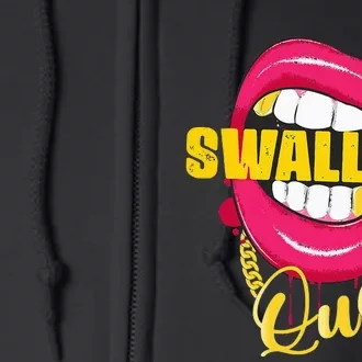 Swallow Queen Lips Golden Necklace Naughty Queen Full Zip Hoodie