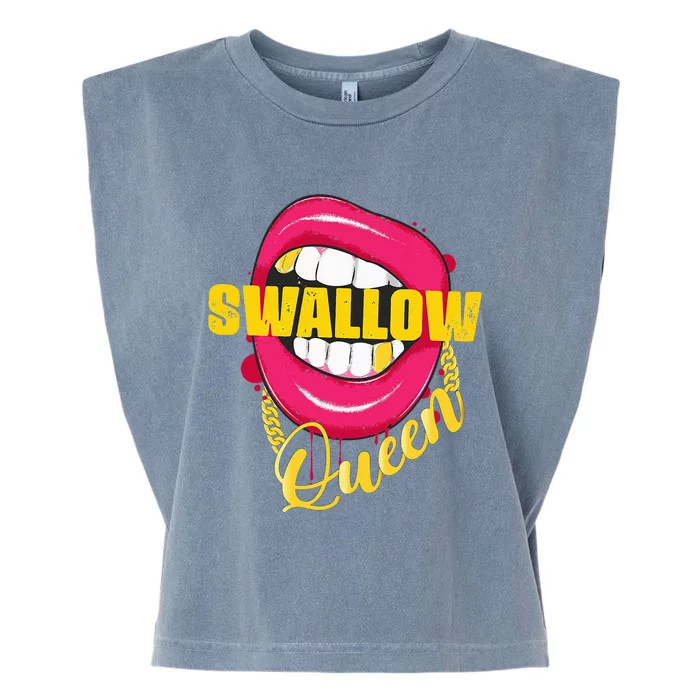 Swallow Queen Lips Golden Necklace Naughty Queen Garment-Dyed Women's Muscle Tee