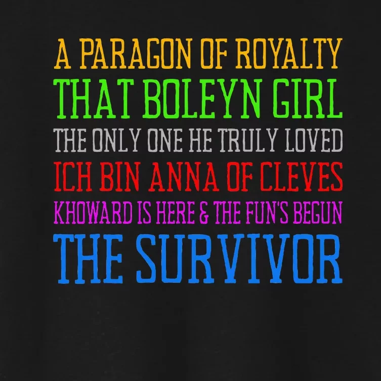 Six Queens Lyrics Six The Musical Women's Crop Top Tee