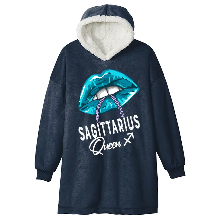 Sagittarius Queen Lips And Chain Zodiac Astrology Cool Gift Hooded Wearable Blanket