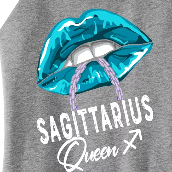 Sagittarius Queen Lips And Chain Zodiac Astrology Cool Gift Women’s Perfect Tri Rocker Tank