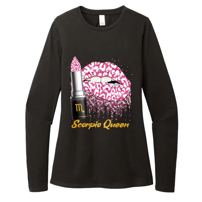 Scorpio Queen Leopard Lips Scorpio Bday Gift Womens CVC Long Sleeve Shirt