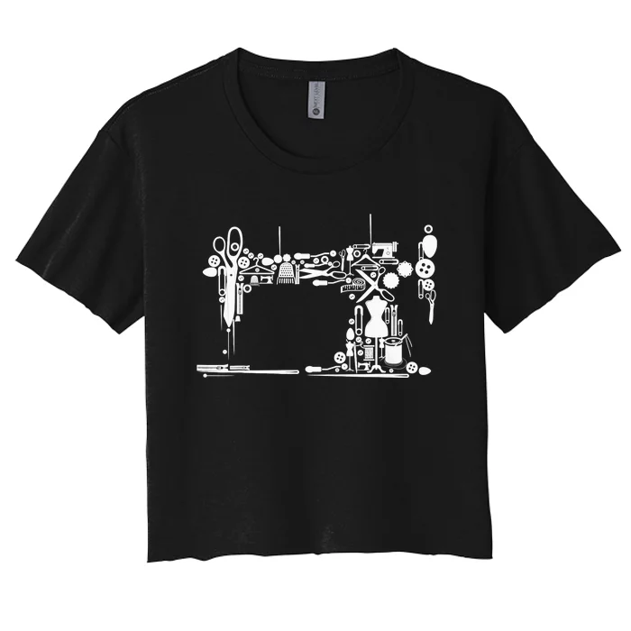 Sewing Quilting Machine Quilters Gift For Sewing Lover Women's Crop Top Tee