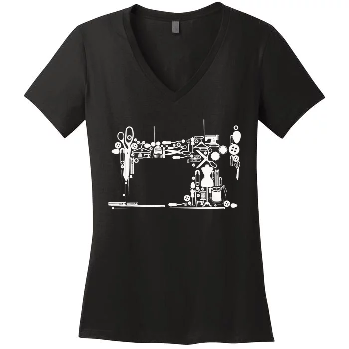 Sewing Quilting Machine Quilters Gift For Sewing Lover Women's V-Neck T-Shirt