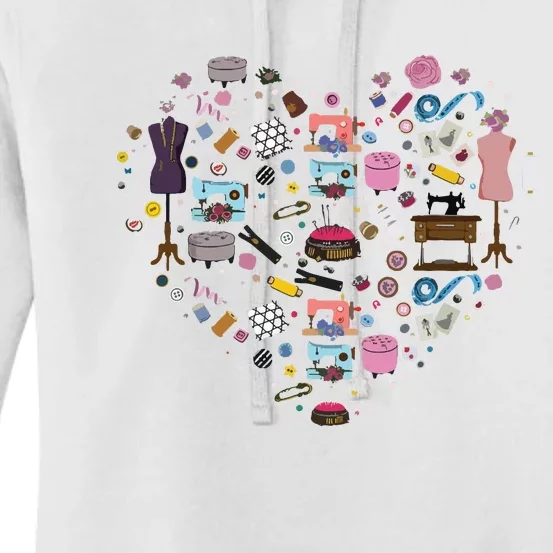 Sewing Quilting Machine Quilters Gift For Sewing Lover Heart Women's Pullover Hoodie