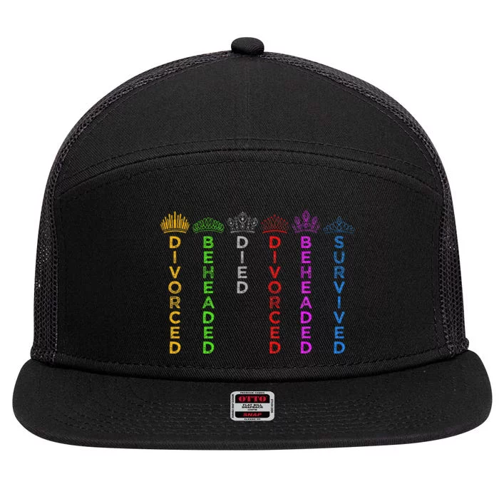 Six Queens Of Henry Viii Crowns And Fates 7 Panel Mesh Trucker Snapback Hat