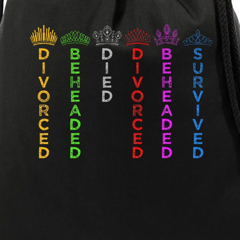 Six Queens Of Henry Viii Crowns And Fates Drawstring Bag