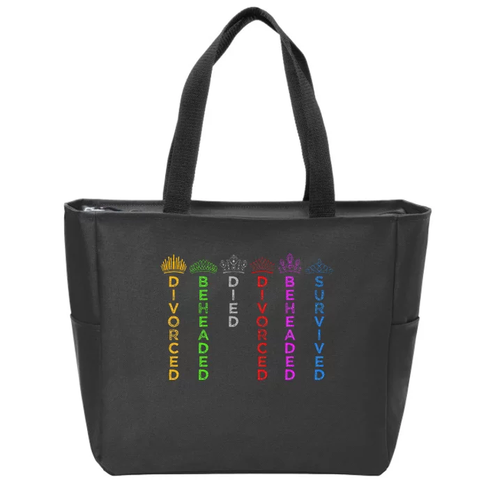 Six Queens Of Henry Viii Crowns And Fates Zip Tote Bag