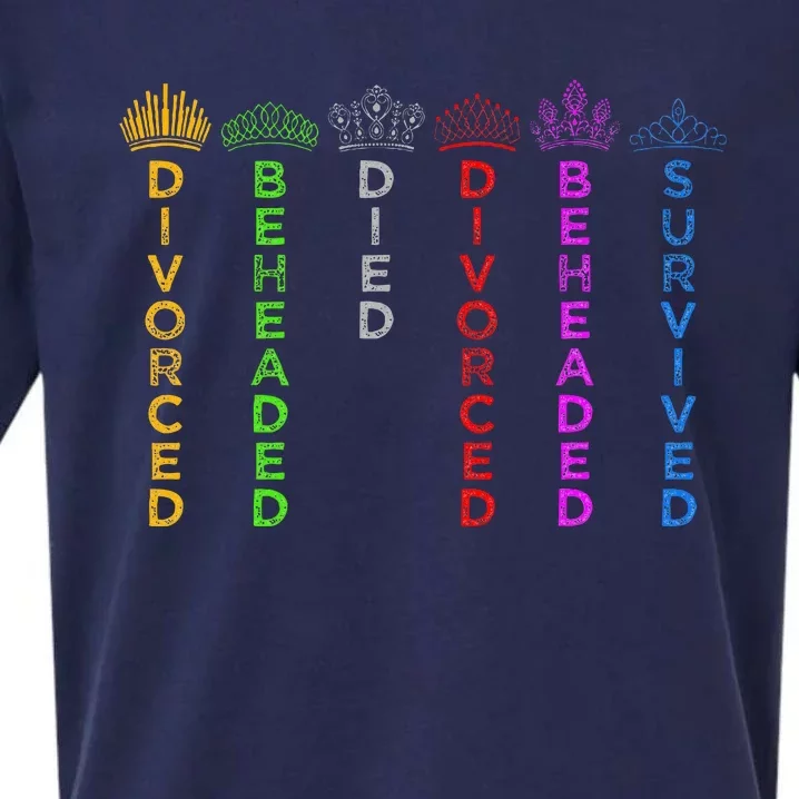 Six Queens Of Henry Viii Crowns And Fates Sueded Cloud Jersey T-Shirt