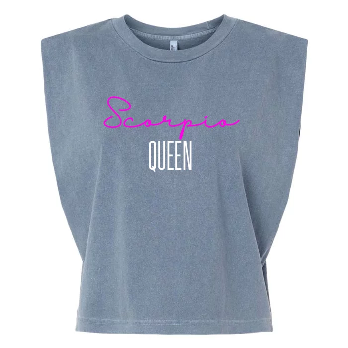 Scorpio Queen Pink Writing / Funny Zodiac Scorpio Horoscope Gift Garment-Dyed Women's Muscle Tee