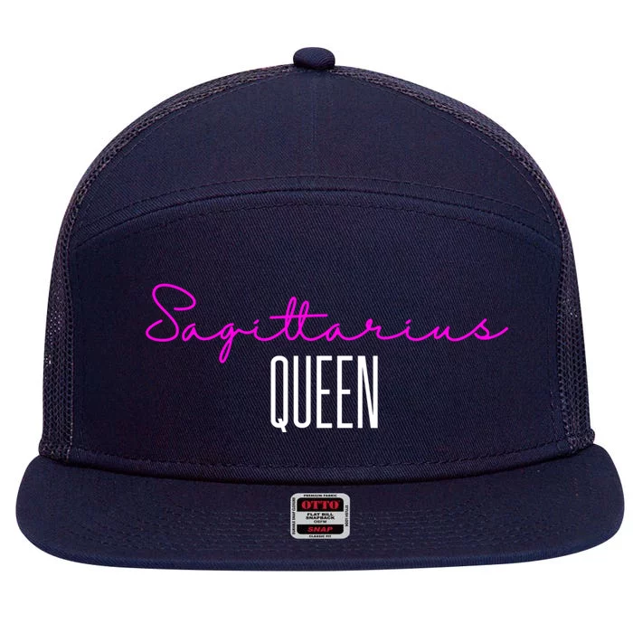 Sagittarius Queen Pink Writing / Sagittarius Birthday Gift 7 Panel Mesh Trucker Snapback Hat