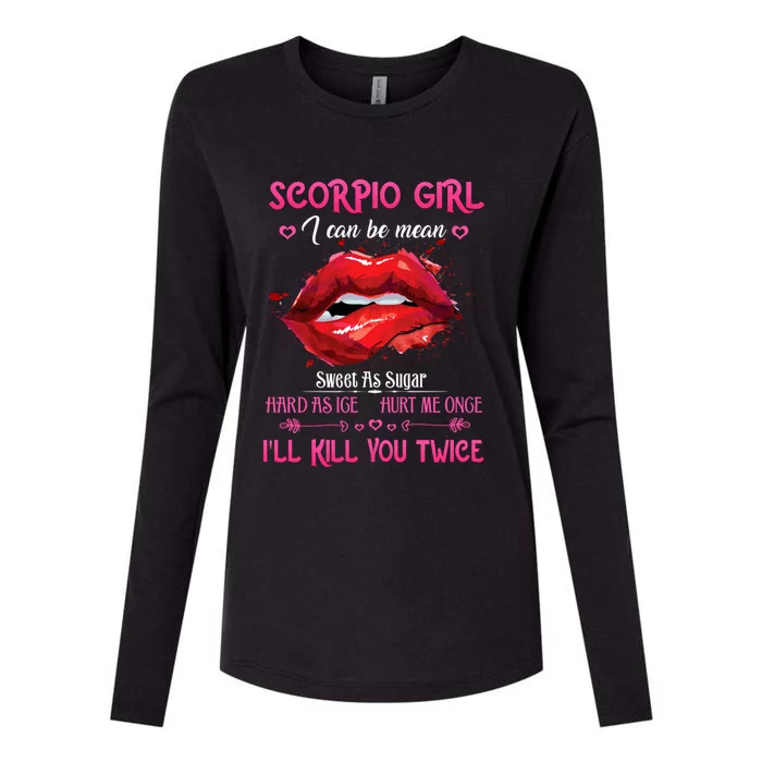 Scorpio Queen Red Lips Mouth Zodiac Birthday Cute Gift Womens Cotton Relaxed Long Sleeve T-Shirt