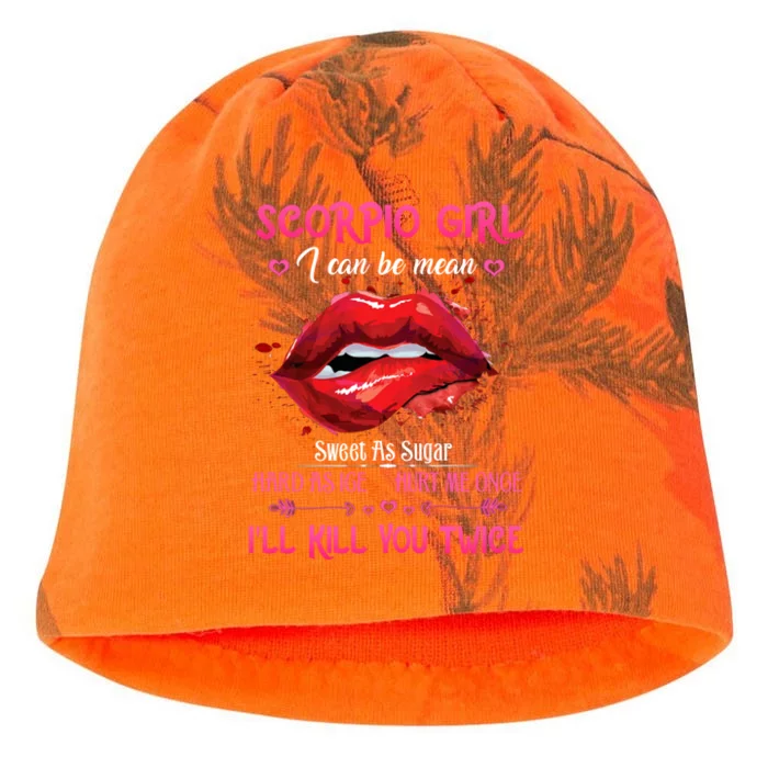 Scorpio Queen Red Lips Mouth Zodiac Birthday Cute Gift Kati - Camo Knit Beanie