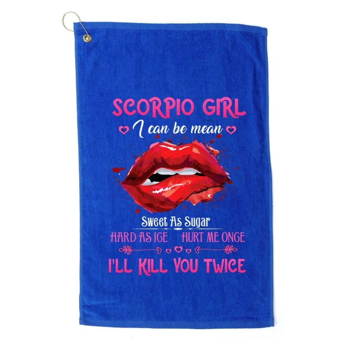 Scorpio Queen Red Lips Mouth Zodiac Birthday Cute Gift Platinum Collection Golf Towel