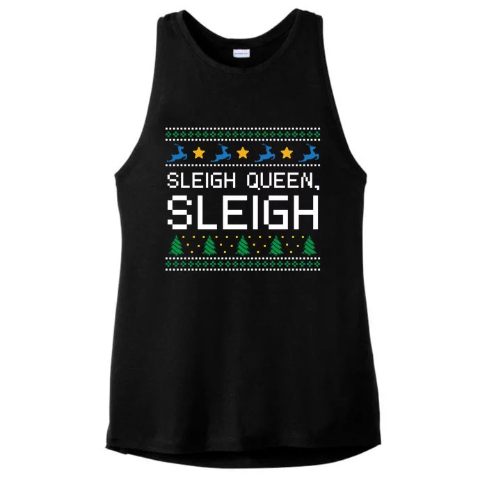 Sleigh Queen Sleigh Christmas Inspirational Xmas Cute Gift Ladies Tri-Blend Wicking Tank