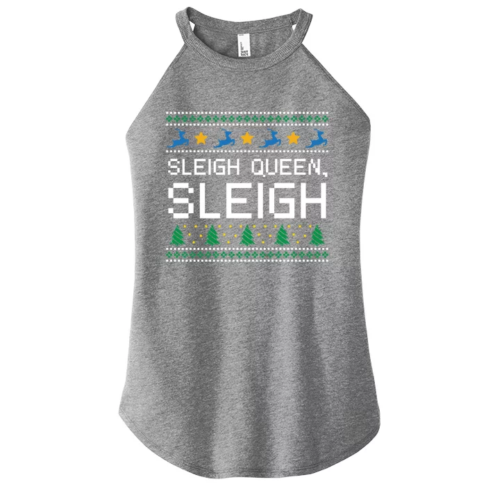 Sleigh Queen Sleigh Christmas Inspirational Xmas Cute Gift Women’s Perfect Tri Rocker Tank