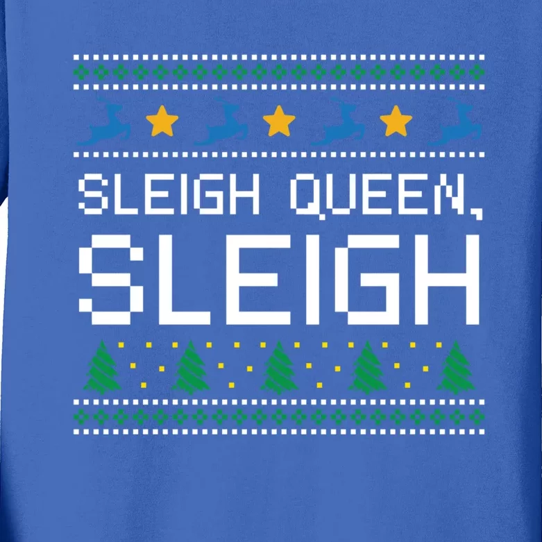 Sleigh Queen Sleigh Christmas Inspirational Xmas Cute Gift Kids Long Sleeve Shirt