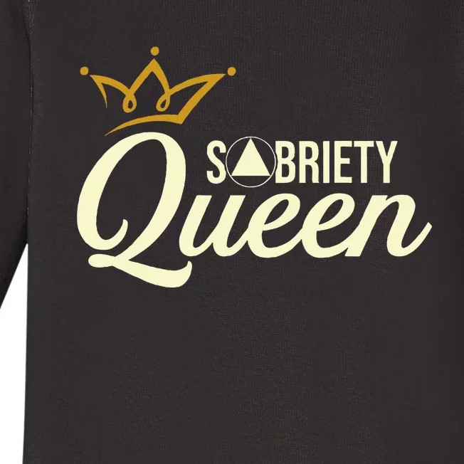 Sobriety Queen Sober Anniversary Recovery Abstinence Na Aa Baby Long Sleeve Bodysuit