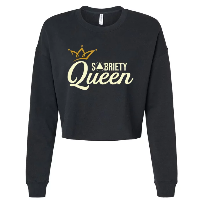 Sobriety Queen Sober Anniversary Recovery Abstinence Na Aa Cropped Pullover Crew