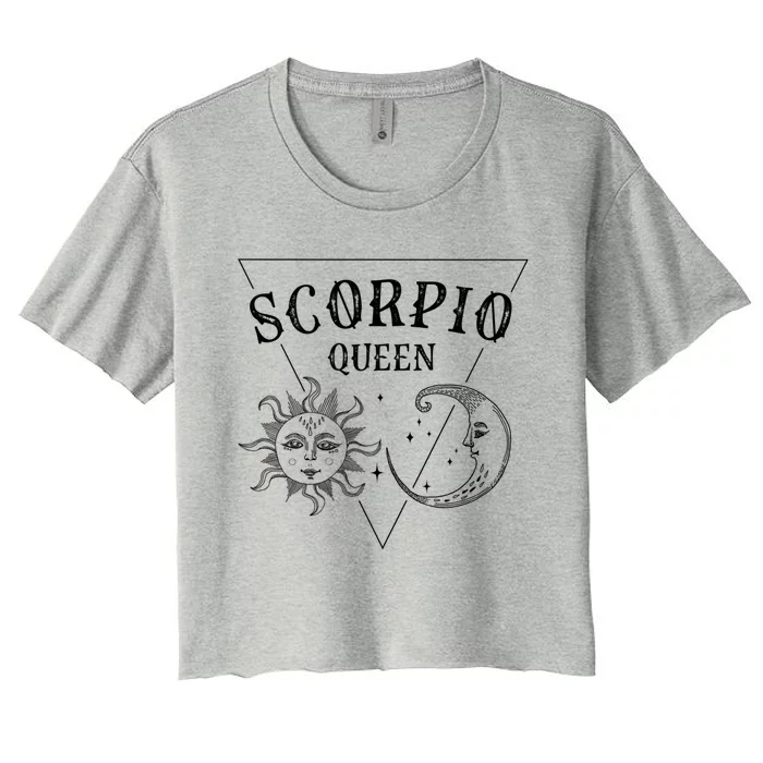 Scorpio Queen / Tarot Sun And Moon Scorpio Birthday Astrology Gift Women's Crop Top Tee