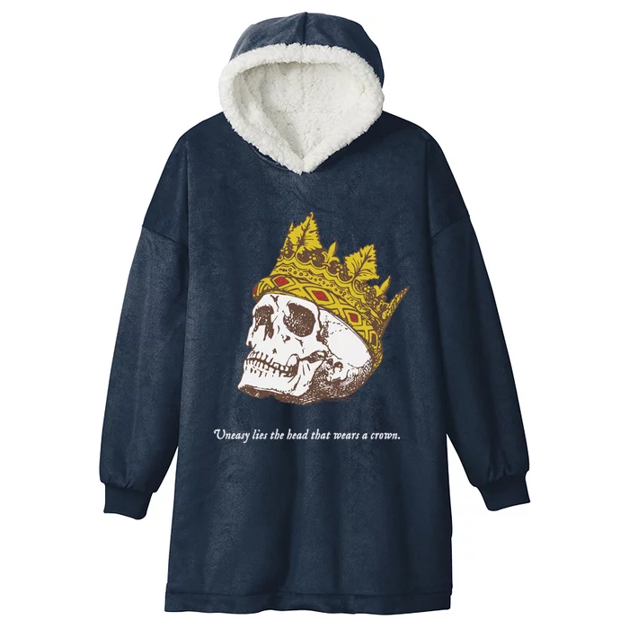 Shakespeare Quote Uneasy Lies The Head Crown Literature Gift Hooded Wearable Blanket