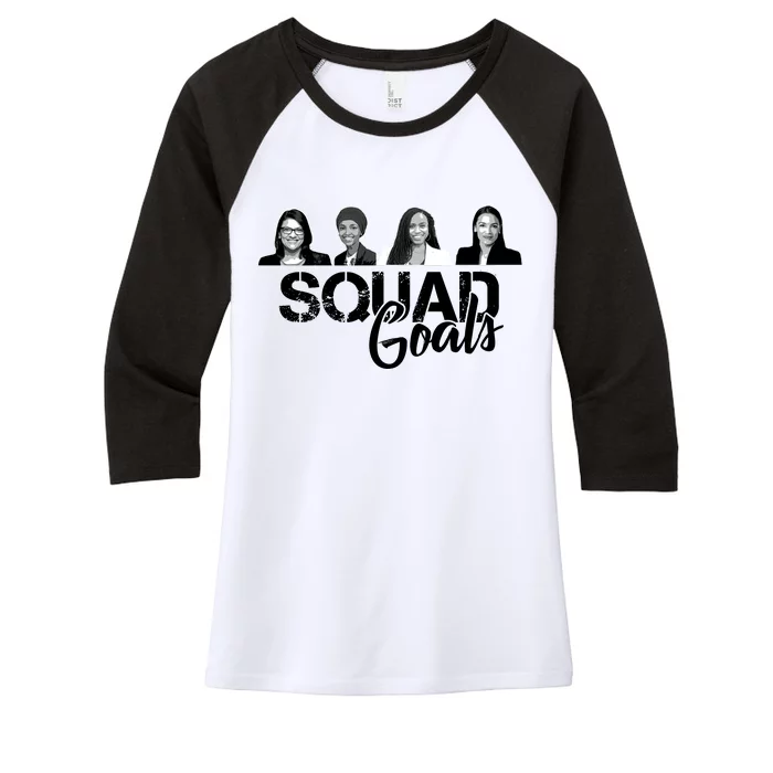 Squad Goals Tlaib Ocasio Cortez Pressley House Women's Tri-Blend 3/4-Sleeve Raglan Shirt