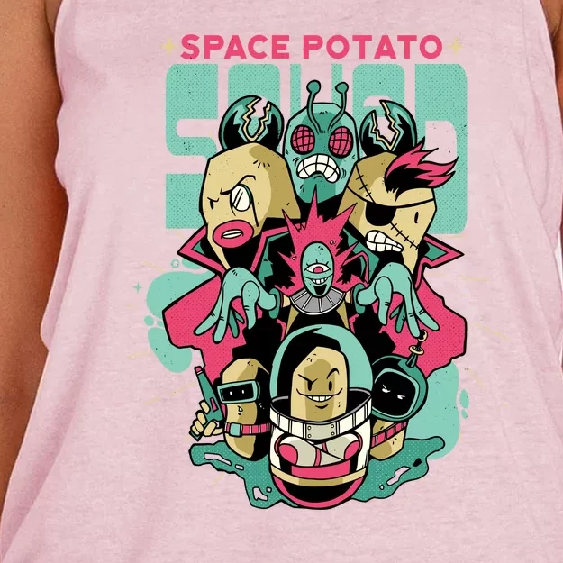 Squad Superhero Space Potato Women's Knotted Racerback Tank