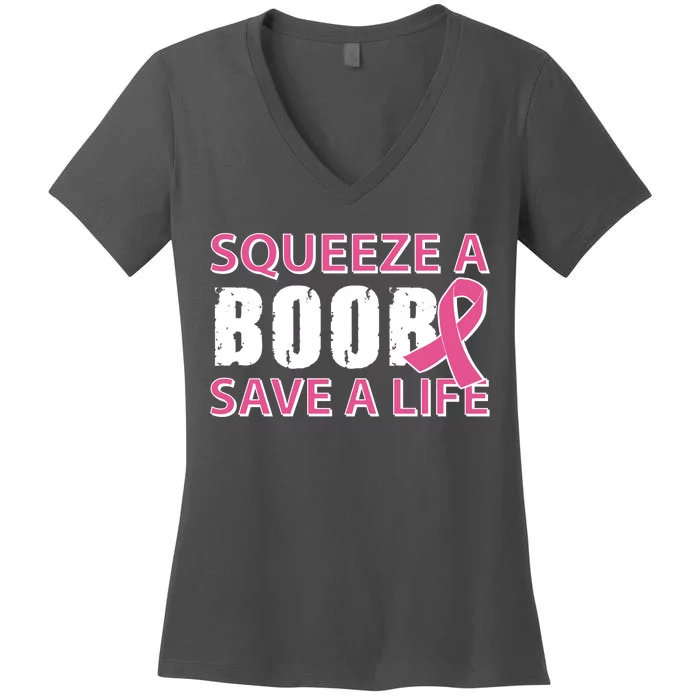 Squeeze A Boob Save A Life Women's V-Neck T-Shirt