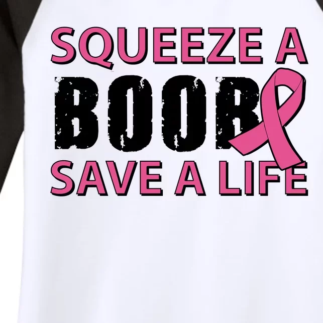 Squeeze A Boob Save A Life Women's Tri-Blend 3/4-Sleeve Raglan Shirt