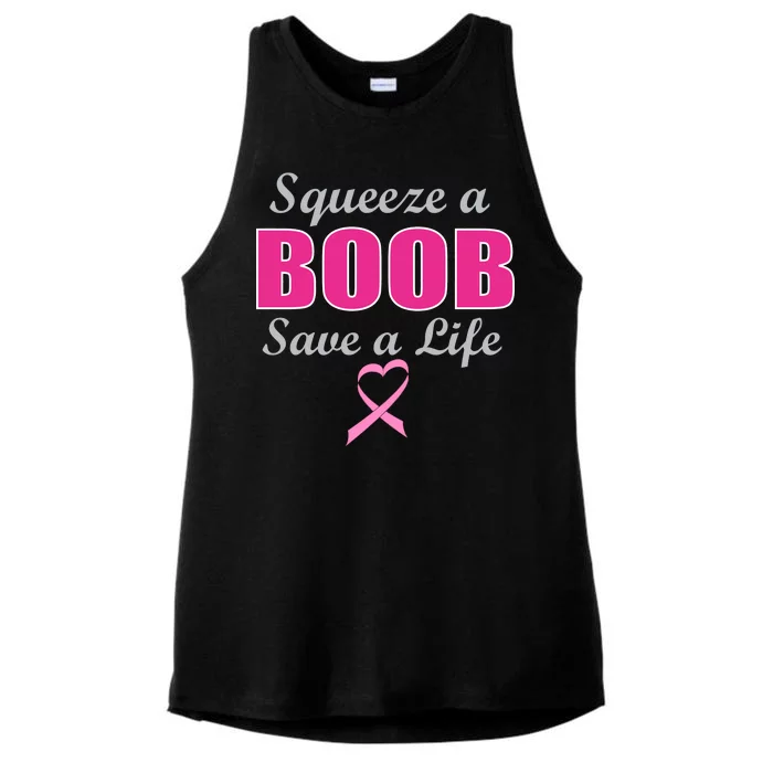 Squeeze A Boob Save A Life Breast Cancer Ladies Tri-Blend Wicking Tank