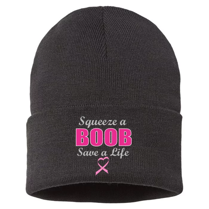 Squeeze A Boob Save A Life Breast Cancer Sustainable Knit Beanie