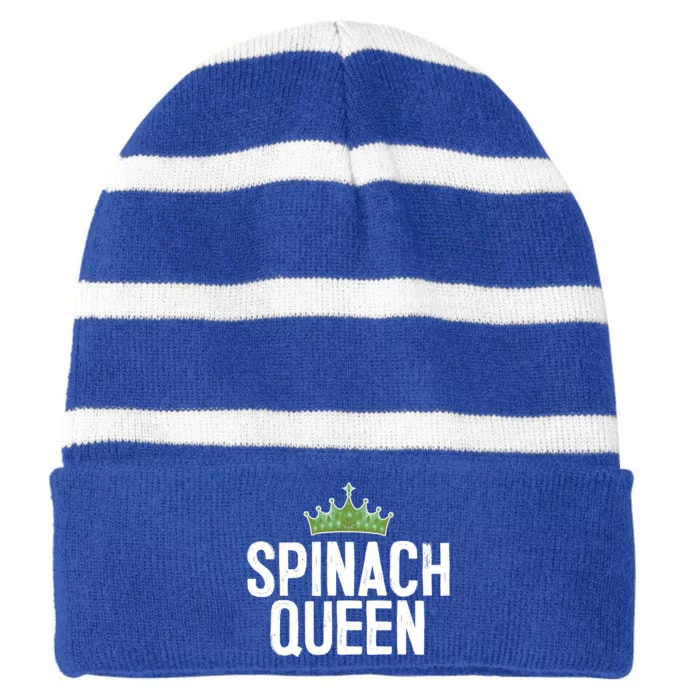 Spinach Queen Vegan Vegetable Lover Gift Striped Beanie with Solid Band