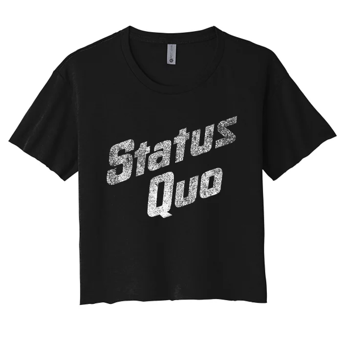 Status Quo White Distressed Logo Women's Crop Top Tee