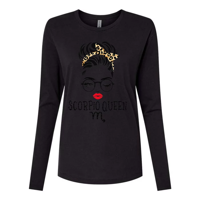 Scorpio Queen Woman Face Wink Eyes Lady Face Birthday Womens Cotton Relaxed Long Sleeve T-Shirt