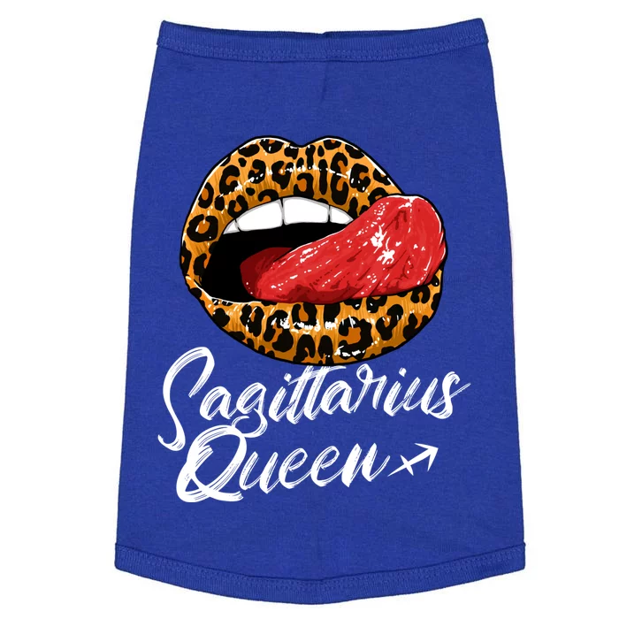 Sagittarius Queen Zodiac Sign With Leopard Print Juicy Lips Cool Gift Doggie Tank