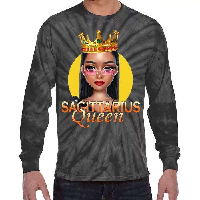 Sagittarius Queen Zodiac Birthday Tie-Dye Long Sleeve Shirt