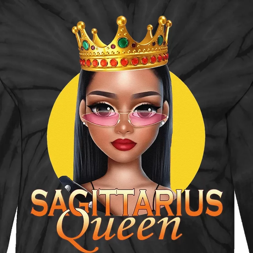 Sagittarius Queen Zodiac Birthday Tie-Dye Long Sleeve Shirt