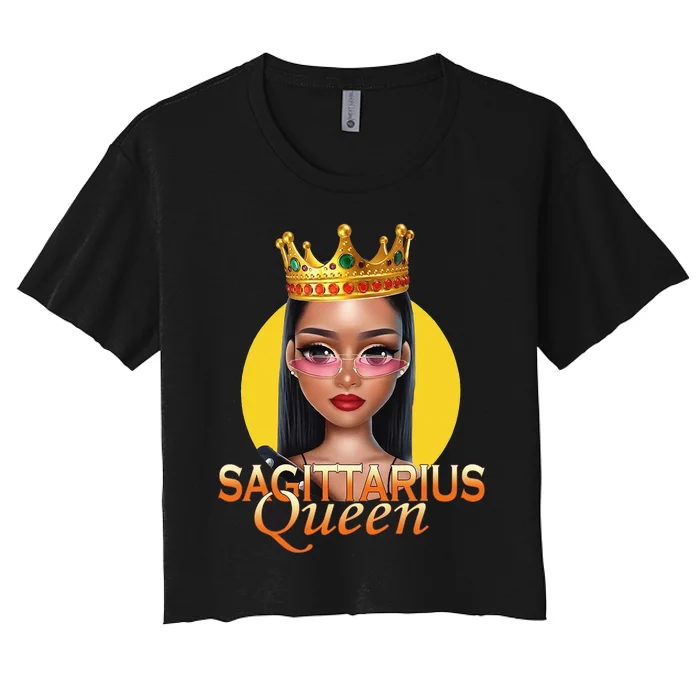 Sagittarius Queen Zodiac Birthday Women's Crop Top Tee