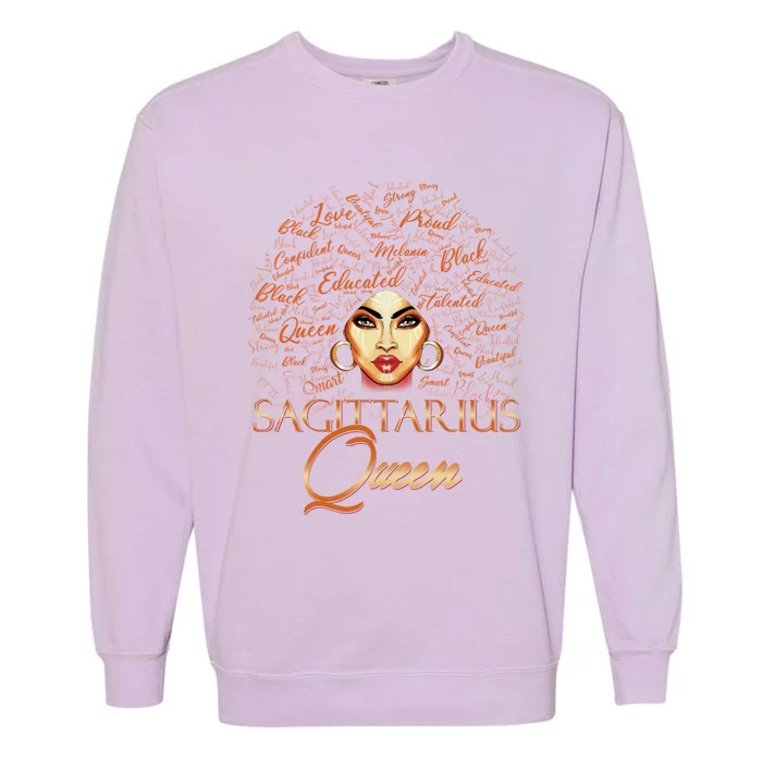 Sagittarius Queen Zodiac Born In November Or December Birth Great Gift Garment-Dyed Sweatshirt