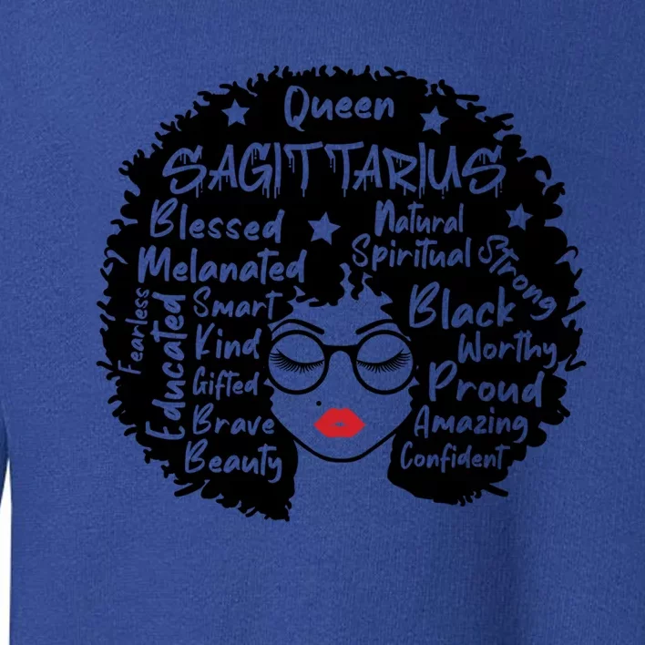 Sagittarius Queen Zodiac Melanin Afro Hair Personality Meaningful Gift Toddler Sweatshirt