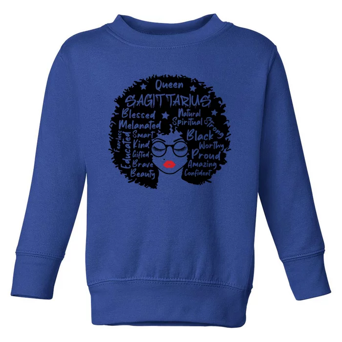 Sagittarius Queen Zodiac Melanin Afro Hair Personality Meaningful Gift Toddler Sweatshirt