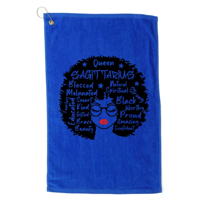 Sagittarius Queen Zodiac Melanin Afro Hair Personality Meaningful Gift Platinum Collection Golf Towel