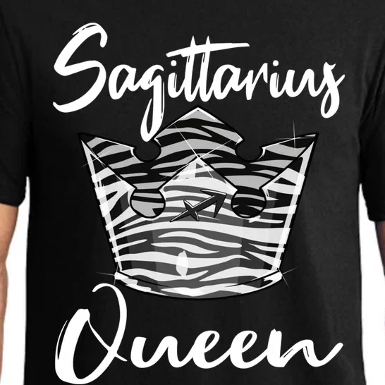 Sagittarius Queen Zodiac Sign With Zebra Print Pattern Crown Cool Gift Pajama Set