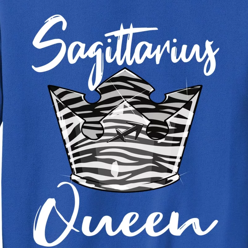 Sagittarius Queen Zodiac Sign With Zebra Print Pattern Crown Cool Gift Tall Sweatshirt