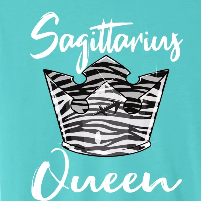 Sagittarius Queen Zodiac Sign With Zebra Print Pattern Crown Cool Gift ChromaSoft Performance T-Shirt