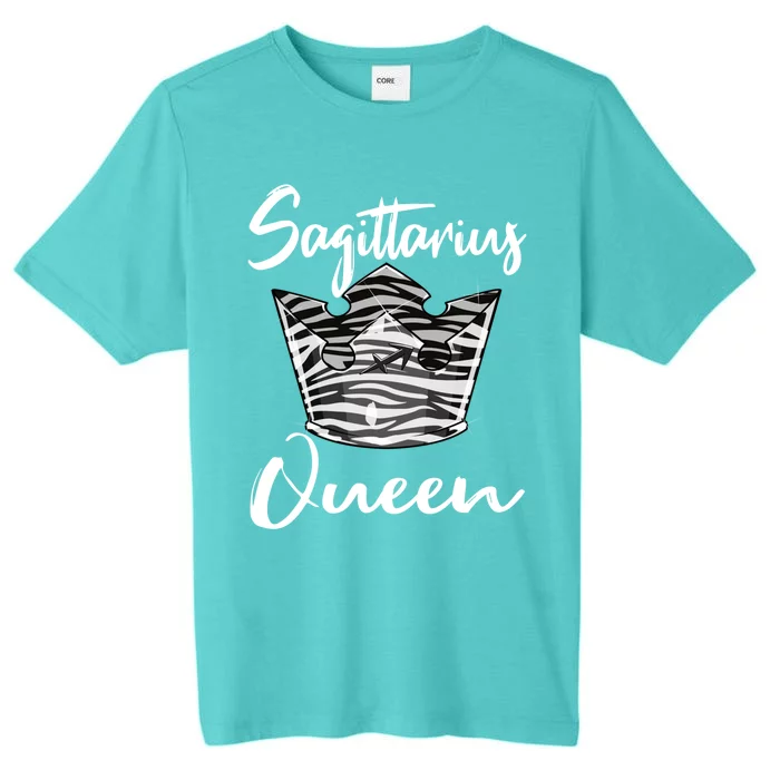 Sagittarius Queen Zodiac Sign With Zebra Print Pattern Crown Cool Gift ChromaSoft Performance T-Shirt