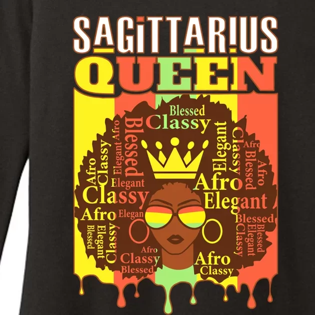 Sagittarius Queen Zodiac Afro Style Blessed Classy Elegant Cute Gift Womens CVC Long Sleeve Shirt